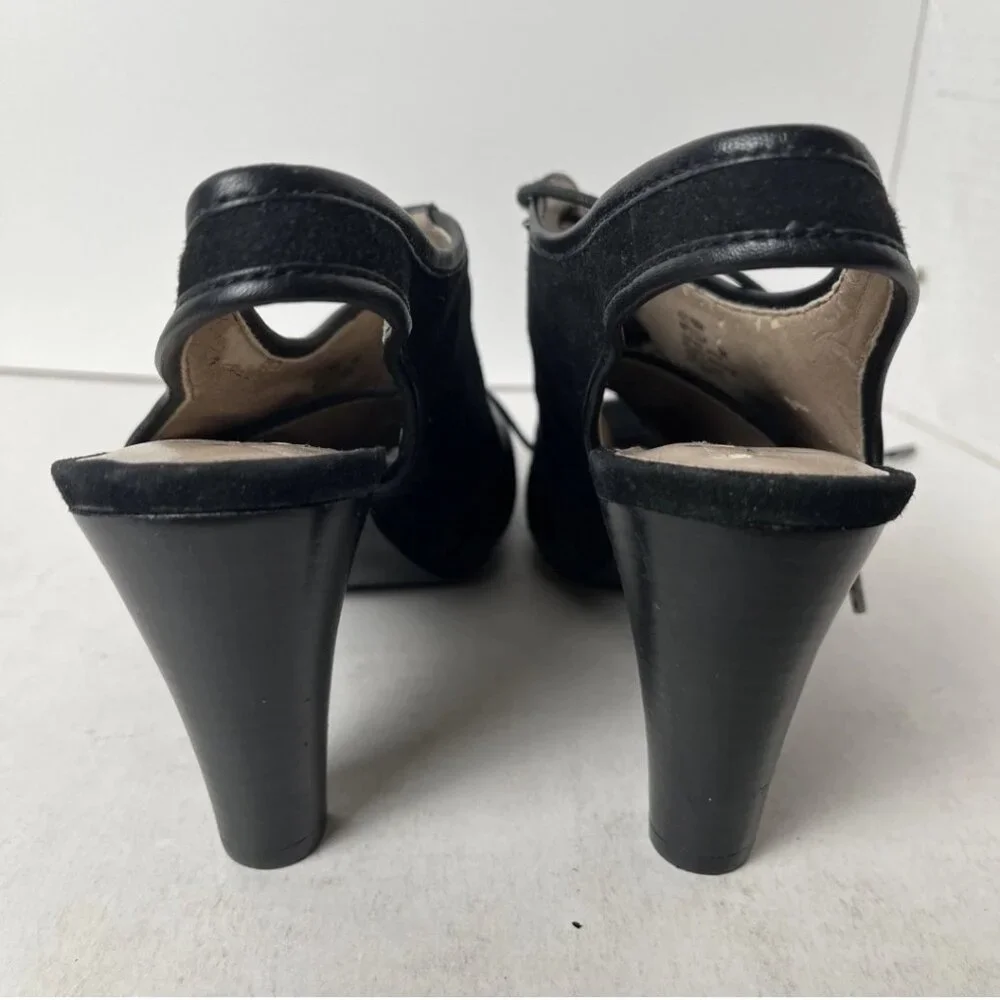 Isaac Mizrahi NY Black Leather Slingback Heels Women's 6M